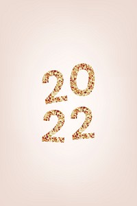 2022 welcome gold glitter text, new year sequin aesthetic typography on pink background vector