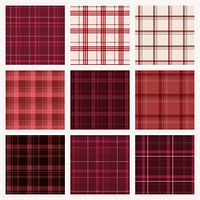 Plaid pattern background, red tartan, traditional design psd collection