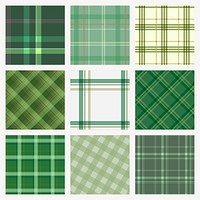 Checkered pattern background, green pattern design psd set