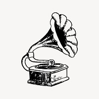 Record player illustration, gramophone psd. Free public domain CC0 graphic