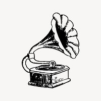 Gramophone illustration, record player. Free public domain CC0 graphic