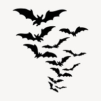 Flying bats silhouette clipart, animal illustration vector. Free public domain CC0 image.