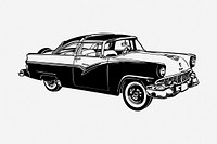 American vintage car drawing, vehicle illustration. Free public domain CC0 image.