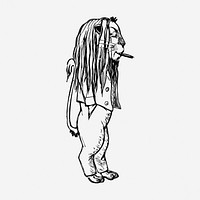 Smoking lion drawing, vintage cartoon illustration. Free public domain CC0 image.