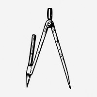 Drawing compass drawing, vintage tool illustration. Free public domain CC0 image.