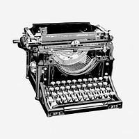 Typewriter drawing, vintage object illustration. Free public domain CC0 image.