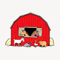 Animal barn clipart, farming illustration. Free public domain CC0 image.