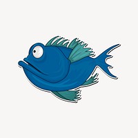 Cartoon fish clipart, sea life illustration vector. Free public domain CC0 image.