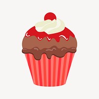 Red velvet cupcake clipart, cute dessert illustration. Free public domain CC0 image.