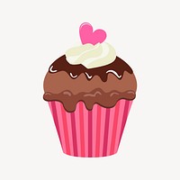 Chocolate cupcake clipart, cute dessert illustration vector. Free public domain CC0 image.