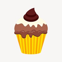 Chocolate cupcake clipart, cute dessert illustration vector. Free public domain CC0 image.