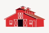 Red barn clipart, farming illustration vector. Free public domain CC0 image.