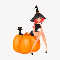 Sexy witch clipart, Halloween celebration illustration vector. Free public domain CC0 image.