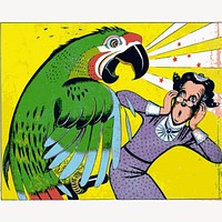 Scream parrot comic background, colorful illustration. Free public domain CC0 image.