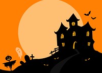 Haunted house background, Halloween celebration illustration vector. Free public domain CC0 image.