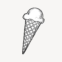 Ice-cream cone drawing, dessert illustration vector. Free public domain CC0 image.