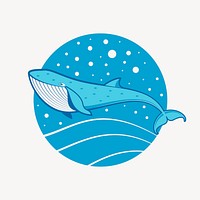 Cartoon whale clipart, sea life illustration vector. Free public domain CC0 image.