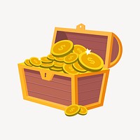 Treasure chest clipart, money illustration. Free public domain CC0 image.