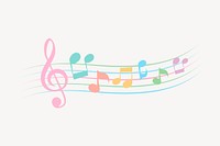 Music notes clipart, colorful illustration vector. Free public domain CC0 image.