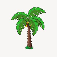 Coconut tree clipart, botanical illustration vector. Free public domain CC0 image.