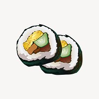 Sushi roll clipart, Asian food illustration. Free public domain CC0 image.