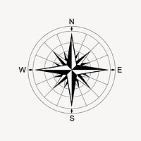 Compass rose clipart, travel illustration vector. Free public domain CC0 image.