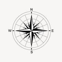 Compass rose clipart, travel illustration. Free public domain CC0 image.