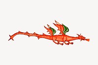 Fire dragon clipart, mythical creature illustration. Free public domain CC0 image.