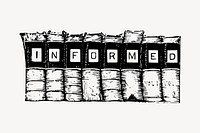 Informed typography clipart, books illustration. Free public domain CC0 image.