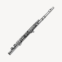 Flute drawing, musical instrument illustration. Free public domain CC0 image.