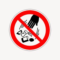 No garbage sign clipart, icon illustration psd. Free public domain CC0 image.