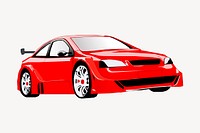 Red sports car clipart, vehicle illustration. Free public domain CC0 image.