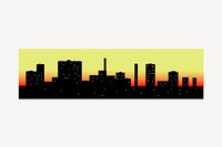 City sunset silhouette background illustration. Free public domain CC0 image.