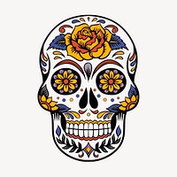 Sugar skull clipart, Day of the Dead traditional illustration. Free public domain CC0 image.