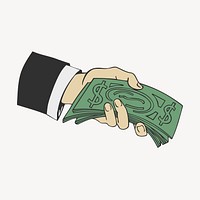 Hand holding money clipart, finance illustration. Free public domain CC0 image.
