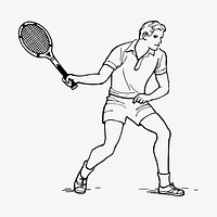 Tennis player clipart, sport illustration. Free public domain CC0 image.