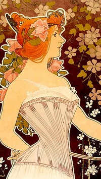 Victorian floral woman background, aesthetic illustration. Free public domain CC0 image.