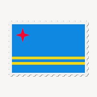 Aruba flag clipart, postage stamp. Free public domain CC0 image.