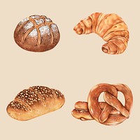 Fresh bread illustration psd food drawing collection