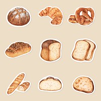 Fresh bread illustration psd food drawing mixed