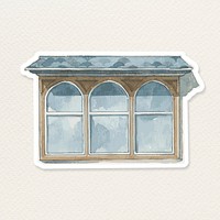 Hand drawn psd watercolor vintage European window architectural clipart