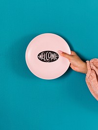 Design space on a pink plate mockup