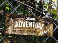 Rustic sign on a gate mockup