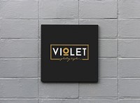 Black sign on a white wall mockup