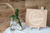 Craft paper display on a table mockup