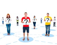 Connected Multi-Ethnic People Holding a Question Mark