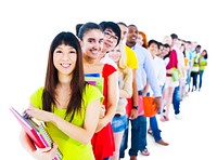 Multi-Ethnic Group Student Standing Line Friends Concept