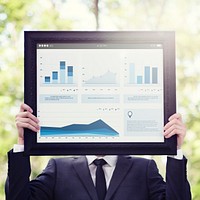 Business Businessman Holding Frame Outdoors Stats Concept