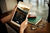 Tablet Searching Flight Travel Booking Concept