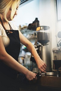 Apron Barista Cafe Coffee Pouring Steam Machine Concept